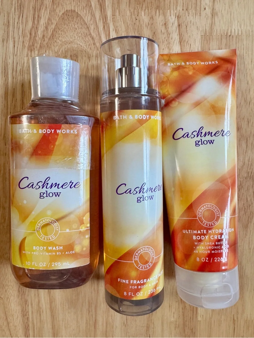 Bath & Body Works Cashmere Glow Body Wash, Mist & Cream - Amber, Gold